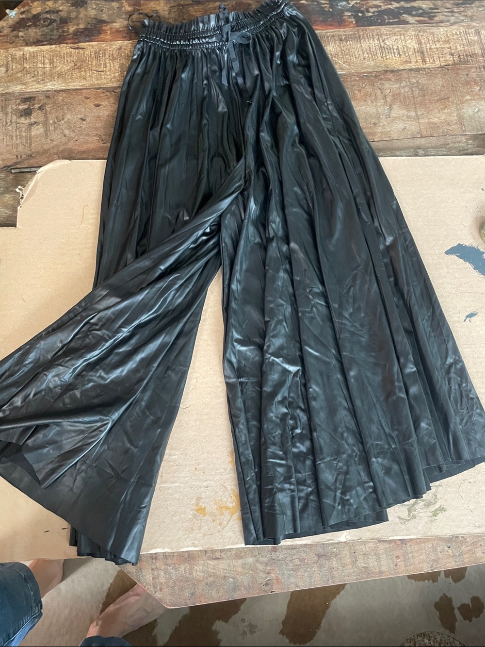 Zara Black Wide-Leg Faux Leather Pants